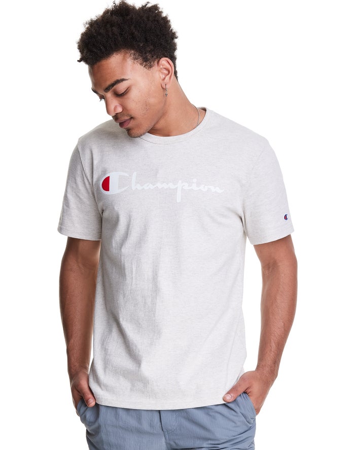 Champion Herre T-Shirts Hvide - Heritage Vintage Logo - Danmark TCJ-816279